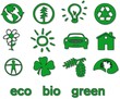 Set of green eco & bio icons, stickers and tags