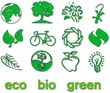 Set of green eco & bio icons, stickers and tags