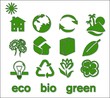 Set of green eco & bio icons, stickers and tags