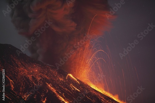 Photo: Molten lava erupting from Sakurajima, Kagoshima, Japan Molten lava erupting from Sakurajima, Kagoshima, Japan