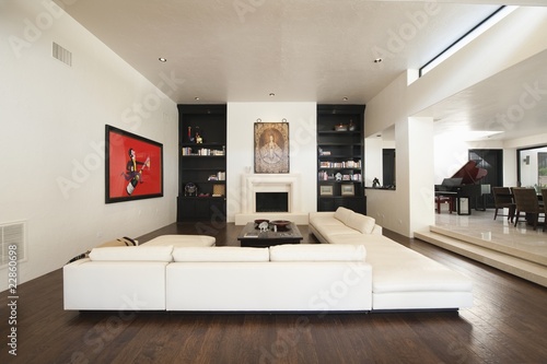 Photo: White seating in spacious luxury apartment White seating in spacious luxury apartment