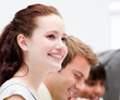 Portrait of a smiling businesswoman working