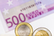 Euro coins, euro bill