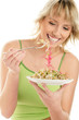 Woman eating bean sprouts Woman eating bean sprouts