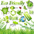 Environmental design elements and green icons (set 1)