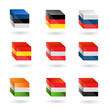 world flags as cubes vector icons