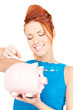 lovely woman with piggy bank lovely woman with piggy bank