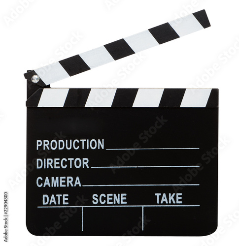 Foto: movie clapper with hand made clipping path movie clapper with hand made clipping path
