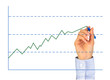 Hand is drawing graph. Hand is drawing graph.