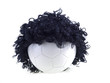 soccer ball face with black hair isolated on white background