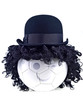 soccer ball face with black hair isolated on white background