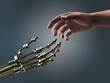 Illustration: human and robot helping hands human and robot helping hands