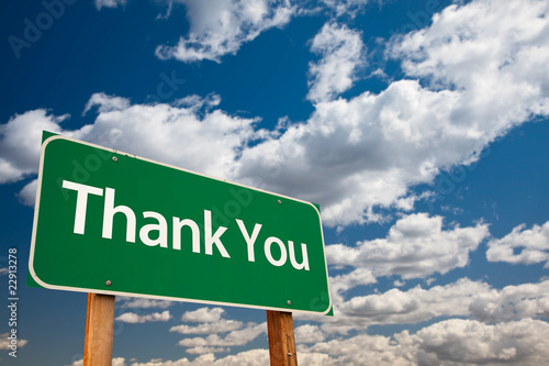 Photo: Thank You Green Road Sign Thank You Green Road Sign
