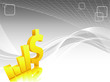 abstract backdrop with bar graphs and dollar sign