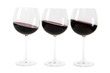 Foto: drei Gläser Rotwein mit exaktem Beschneidungspfad drei Gläser Rotwein mit exaktem Beschneidungspfad
