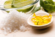 lemon bath - bath salt, capsule and fresh fruits