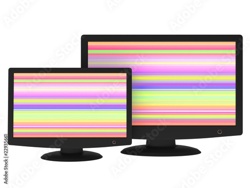 Two black widescreen LCD monitor isolated on white background Two black widescreen LCD monitor isolated on white background