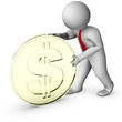 Illustration: 3d man with dollar coin 3d man with dollar coin