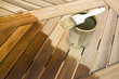 Staining wooden table. Before and after