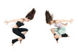 jumping young dancers isolated on white background jumping young dancers isolated on white background