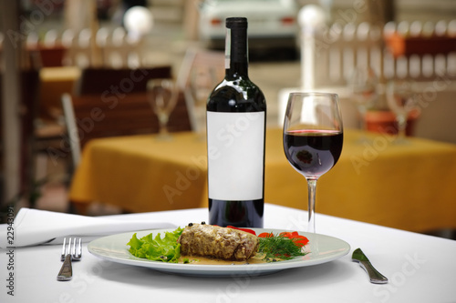 Photo: meat and wine served meat and wine served