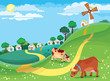 The illustration of country landscape
