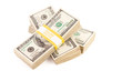 Stacks of One Hundred Dollar Bills Isolated