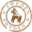 Grunge rubber stamp with the dalahorse  toy, Sweden