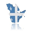 Quebec map flag 3d render with reflection illustration Quebec map flag 3d render with reflection illustration
