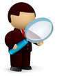 Businessman looking through magnifying glass
