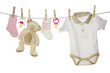 Baby goods hanging on the clothesline Baby goods hanging on the clothesline
