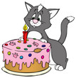 Geburstag, Geburtstagstorte, Torte, Katze, Geburtstagskarte