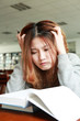 asian girl studying in library asian girl studying in library