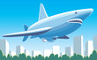 Vector: Fantastic dirigible-shark flying over the city vector image Fantastic dirigible-shark flying over the city vector image
