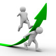 man climb red arrow. Isolated 3D image man climb red arrow. Isolated 3D image