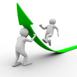 man climb red arrow. Isolated 3D image man climb red arrow. Isolated 3D image