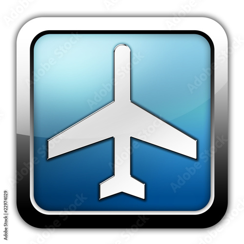 Illustration: Glossy Square Icon "Airplane / Airport" Glossy Square Icon "Airplane / Airport"
