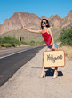 Beautiful woman hitching a ride to Hollywood
