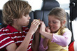 Children sharing a hamburger