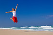 Young woman jumping