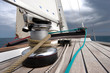 Winch with rope on sailing boat Winch with rope on sailing boat