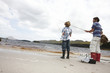 Fishing at a lake