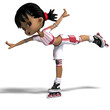 cute cartoon girl with inline skates. 3D rendering with clipping cute cartoon girl with inline skates. 3D rendering with clipping