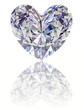 Diamond in shape of heart on glossy white background Diamond in shape of heart on glossy white background