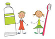2 enfants dentifrice brosse à dent