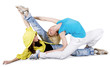 Teenage girl dancing hip-hop over white background Teenage girl dancing hip-hop over white background