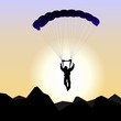 Realistic illustration parachutist of sunrise Realistic illustration parachutist of sunrise