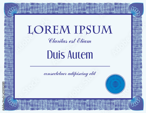 award certificate template. Zoom Not Available: Vector images scale to any size. Blue Award Certificate Template