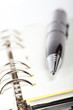 Detail of pen and opened agenda Detail of pen and opened agenda