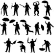 Man and umbrella silhouettes Man and umbrella silhouettes